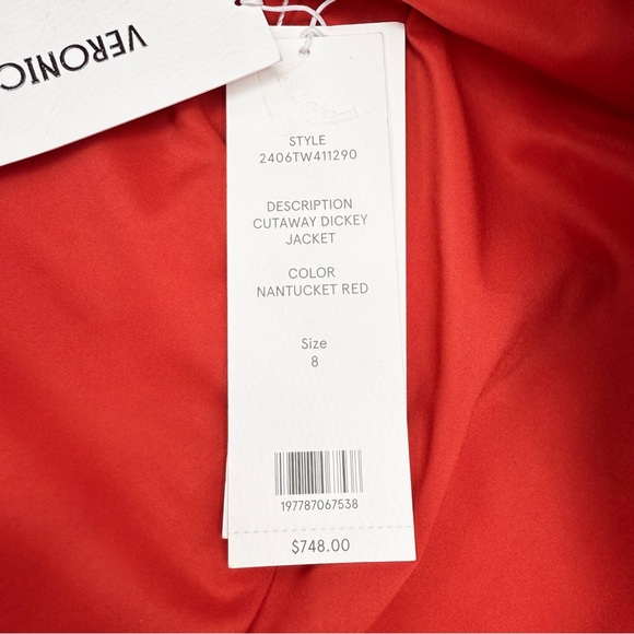 NWT Veronica Beard Nantucket Red Tweed Dickey Cutaway Blazer Jacket Size 8 - Picture 4 of 13